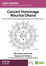 Ensemble "Orfeo21" présente :  Concert Hommage - Maurice Ohana - 17 Avril 2013